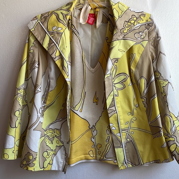 A Line vintage retro zip front cropped jacket & matching knit halter top size 6 - Picture 2 of 15